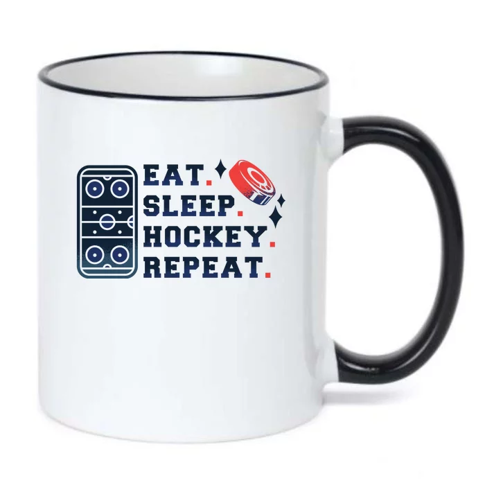 Eat Sleep Hockey Repeat Black Color Changing Mug