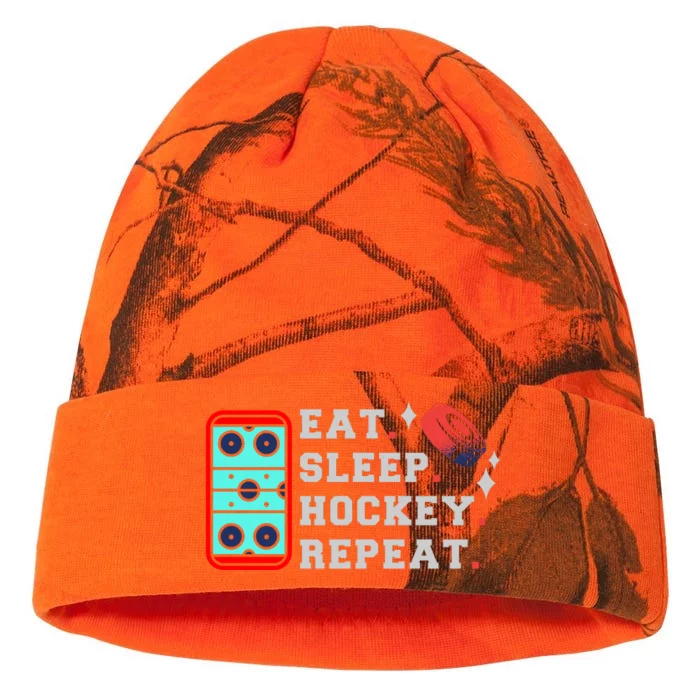 Eat Sleep Hockey Repeat Kati - 12in Camo Beanie