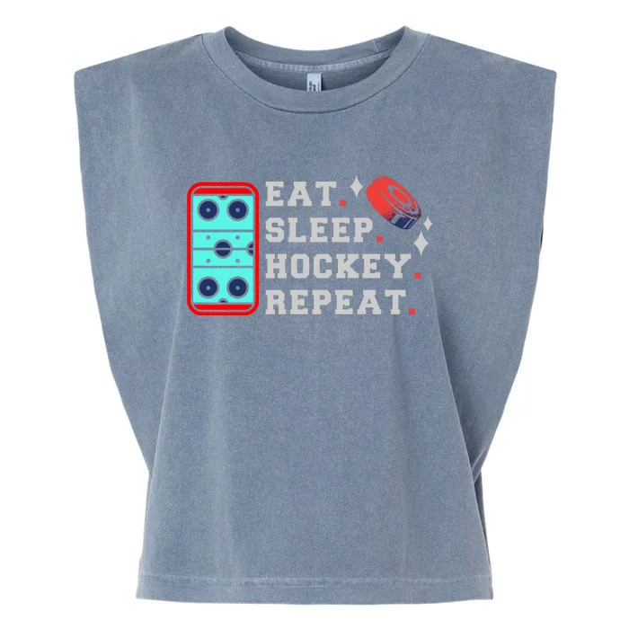 Eat Sleep Hockey Repeat Garment-Dyed Women's Muscle Tee