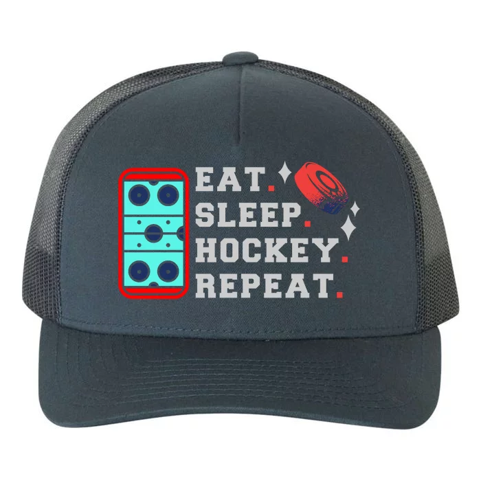 Eat Sleep Hockey Repeat Yupoong Adult 5-Panel Trucker Hat