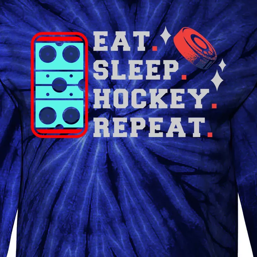 Eat Sleep Hockey Repeat Tie-Dye Long Sleeve Shirt