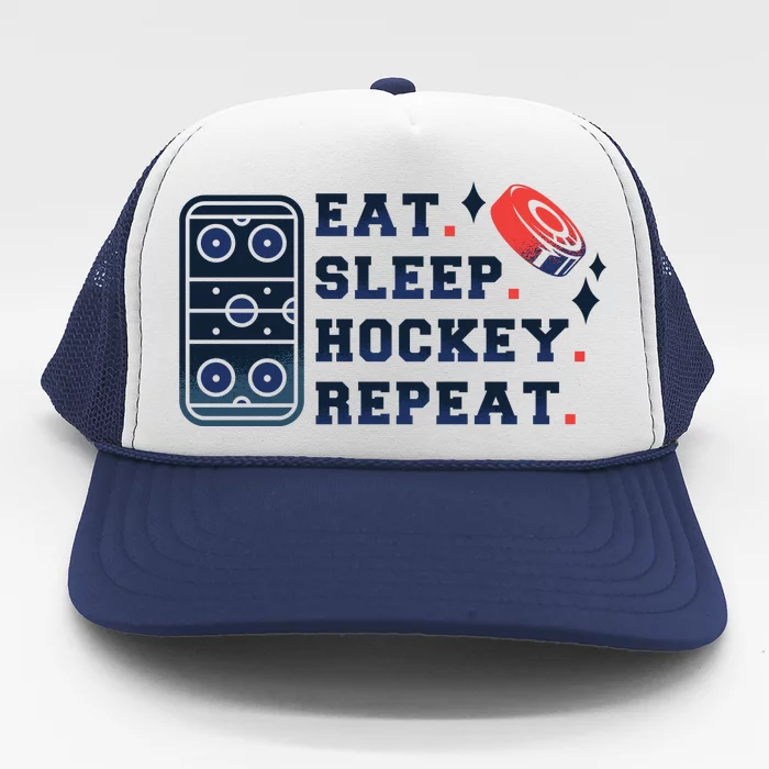 Eat Sleep Hockey Repeat Trucker Hat