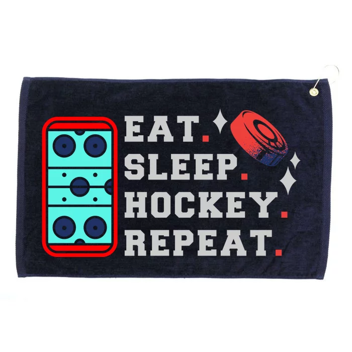 Eat Sleep Hockey Repeat Grommeted Golf Towel