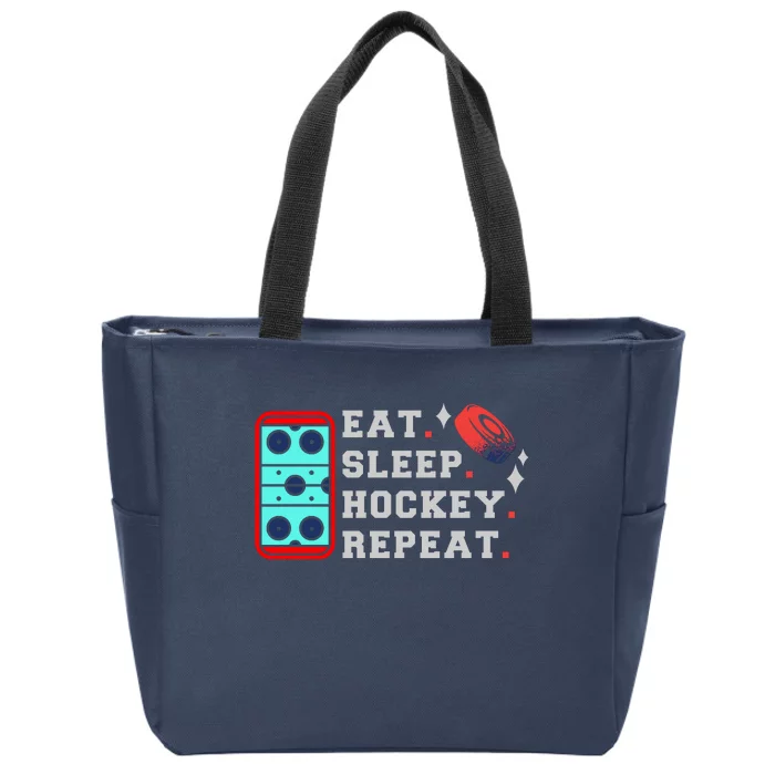 Eat Sleep Hockey Repeat Zip Tote Bag