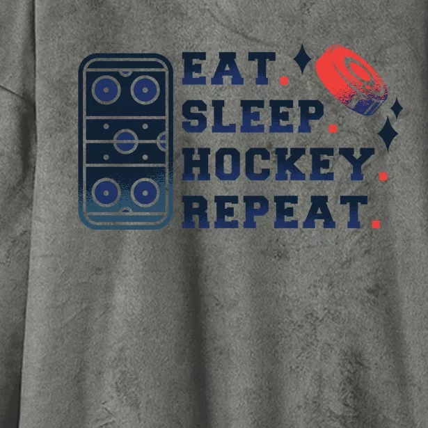 Eat Sleep Hockey Repeat Hooded Wearable Blanket