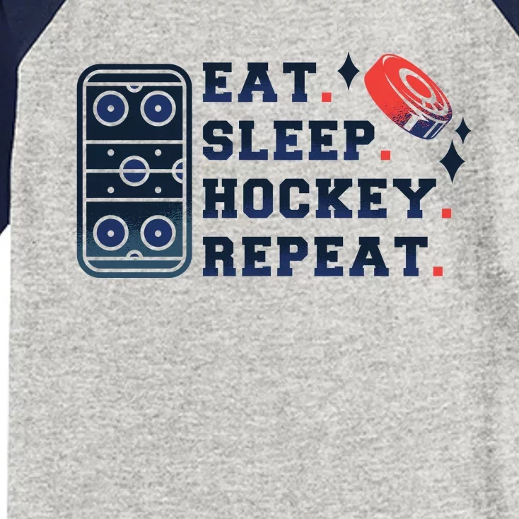 Eat Sleep Hockey Repeat Kids Colorblock Raglan Jersey