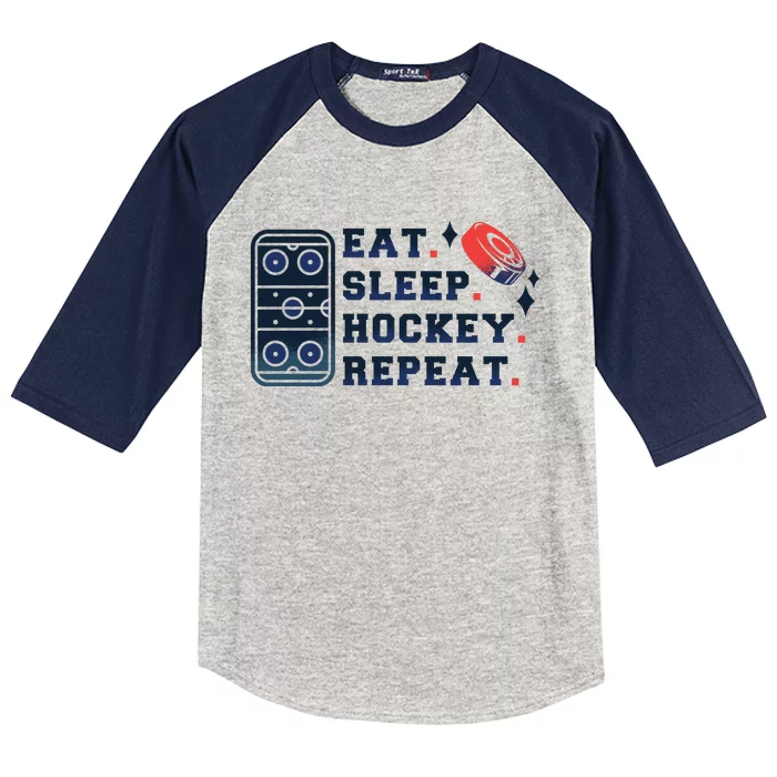 Eat Sleep Hockey Repeat Kids Colorblock Raglan Jersey