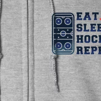 Eat Sleep Hockey Repeat Full Zip Hoodie