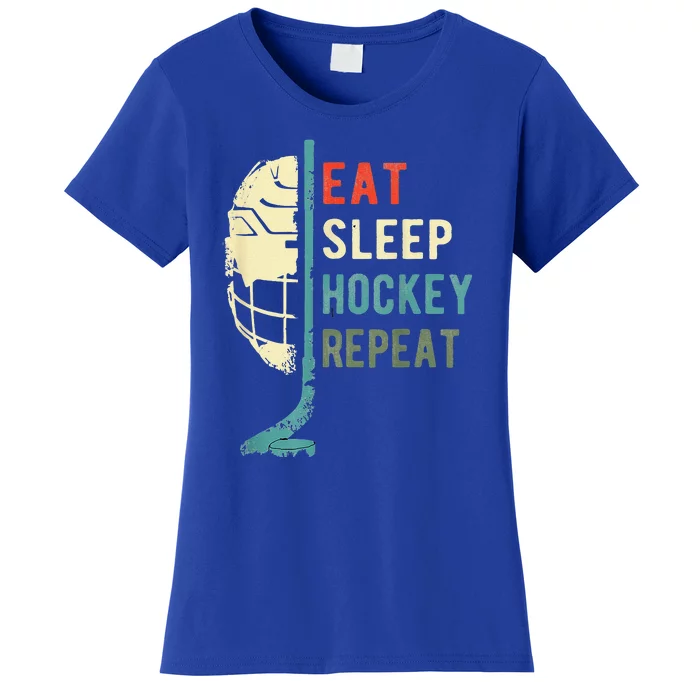 Eat Sleep Hockey Repeat Hockey Retro Ice Hockey Women's T-Shirt