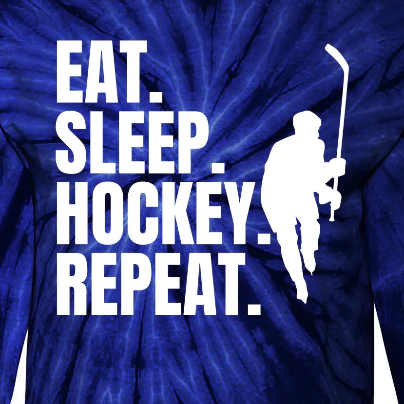 Eat Sleep Hockey Repeat Funny Tie-Dye Long Sleeve Shirt