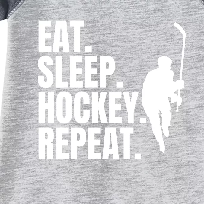 Eat Sleep Hockey Repeat Funny Infant Baby Jersey Bodysuit