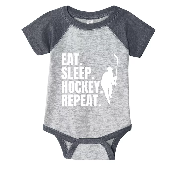 Eat Sleep Hockey Repeat Funny Infant Baby Jersey Bodysuit