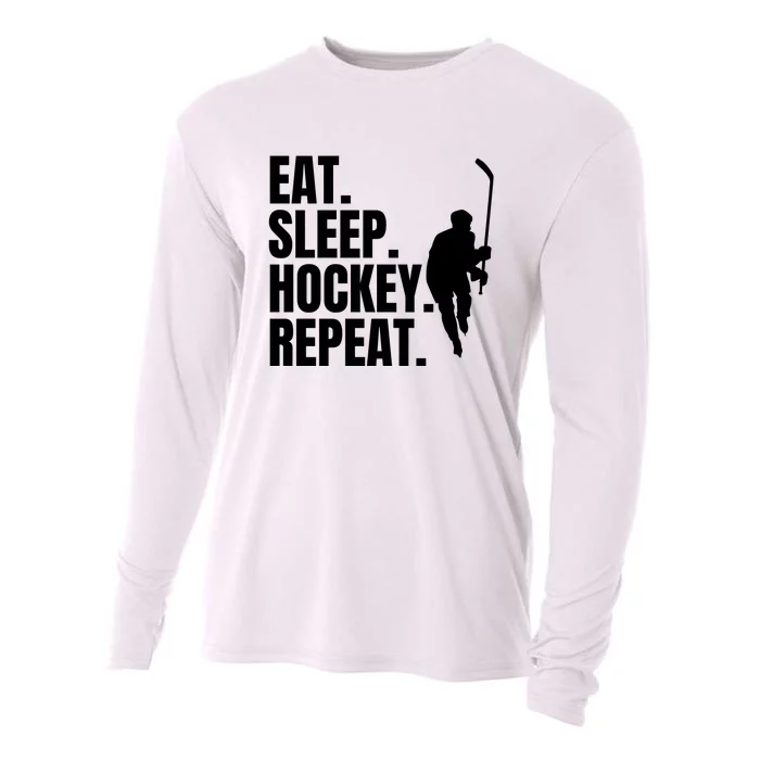 Eat Sleep Hockey Repeat Funny Cooling Performance Long Sleeve Crew