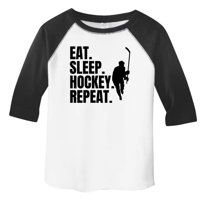 Eat Sleep Hockey Repeat Funny Toddler Fine Jersey T-Shirt