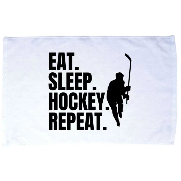 Eat Sleep Hockey Repeat Funny Microfiber Hand Towel