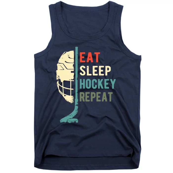 Eat Sleep Hockey Repeat Funny Retro Vintage Tank Top