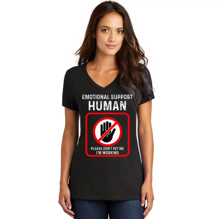 Emotional Support Human Halloween Costume Do Not Pet Me Women's V-Neck T-Shirt