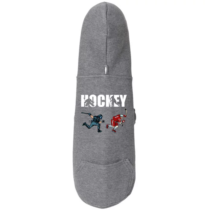 Eat Sleep Hockey Ice Hockey Player Gift Doggie 3-End Fleece Hoodie