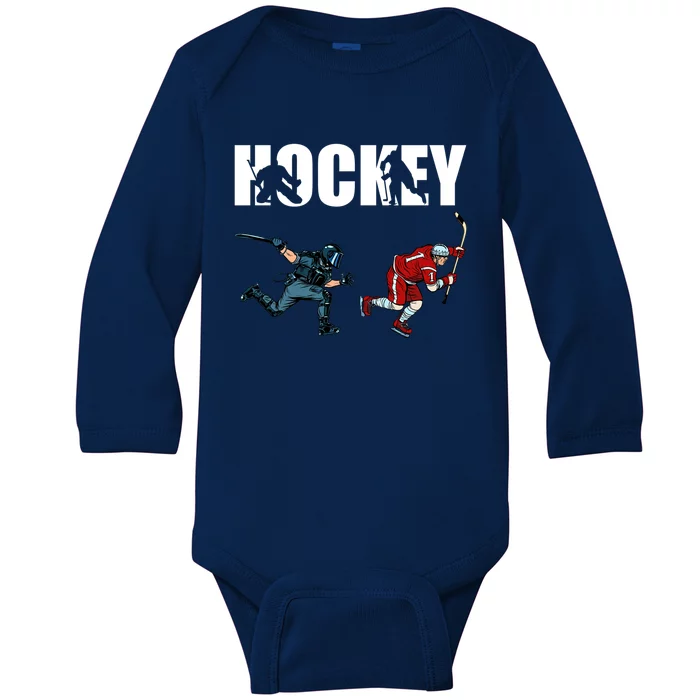 Eat Sleep Hockey Ice Hockey Player Gift Baby Long Sleeve Bodysuit