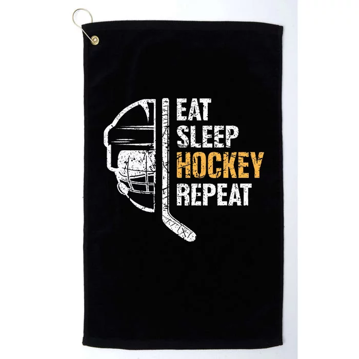 Eat Sleep Hockey Repeat Hockey Funny Ice Hockey Platinum Collection Golf Towel