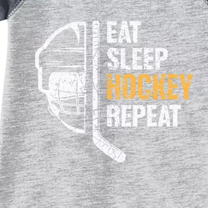 Eat Sleep Hockey Repeat Hockey Funny Ice Hockey Infant Baby Jersey Bodysuit