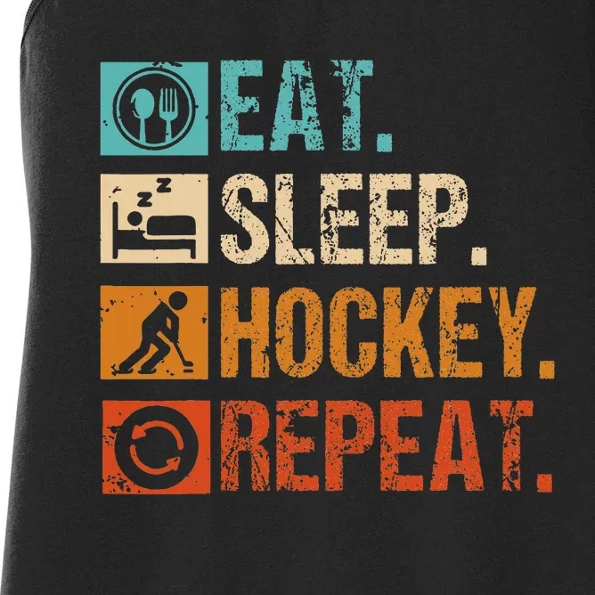 Eat Sleep Hockey Repeat Ice Hockey Women's Racerback Tank