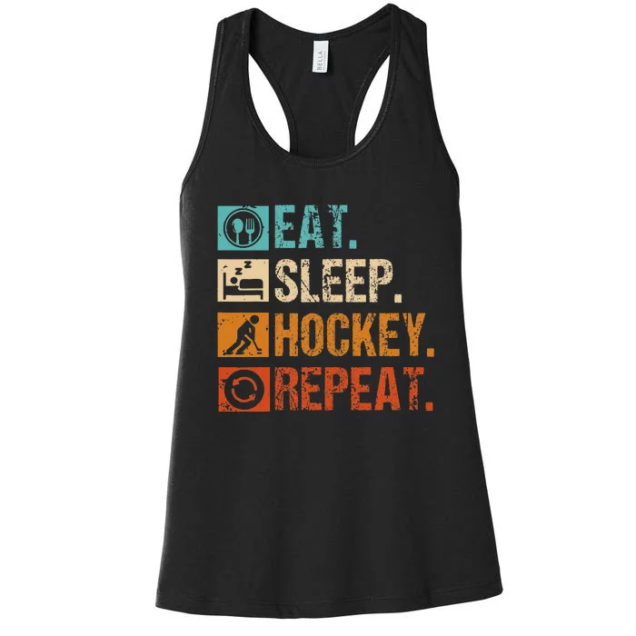 Eat Sleep Hockey Repeat Ice Hockey Women's Racerback Tank