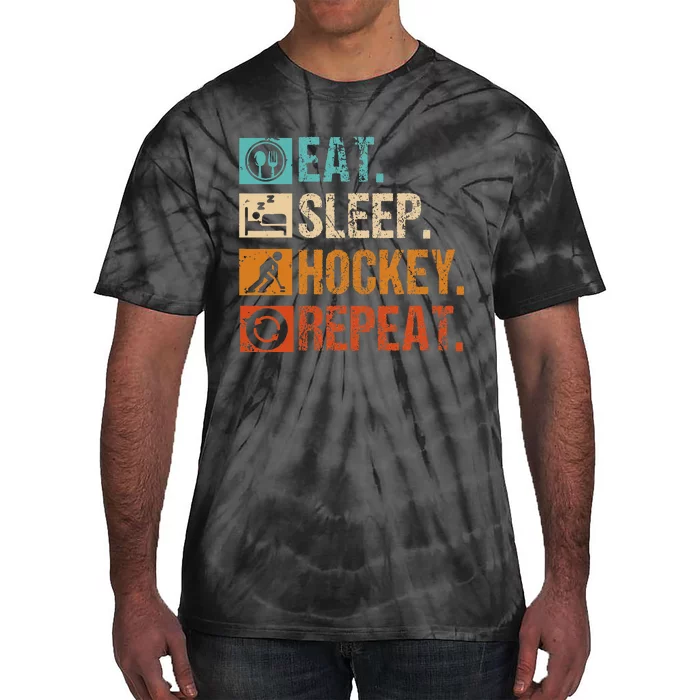 Eat Sleep Hockey Repeat Ice Hockey Tie-Dye T-Shirt