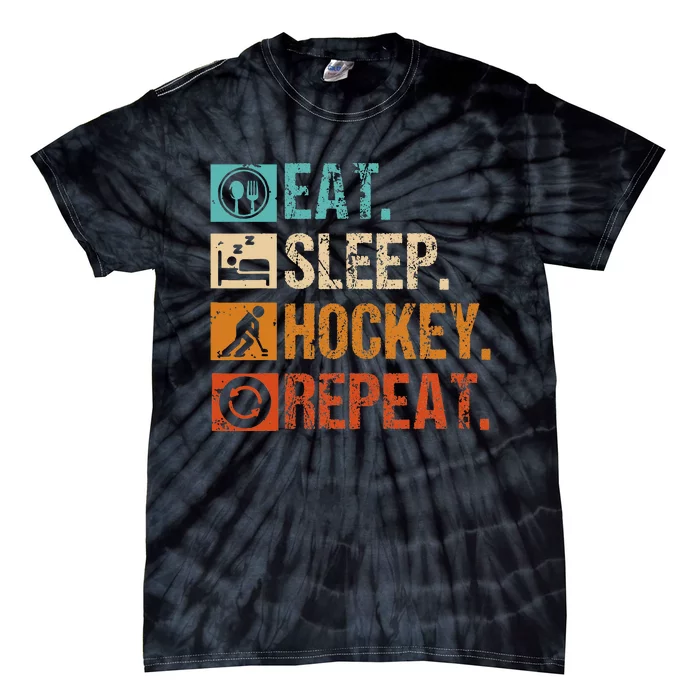 Eat Sleep Hockey Repeat Ice Hockey Tie-Dye T-Shirt