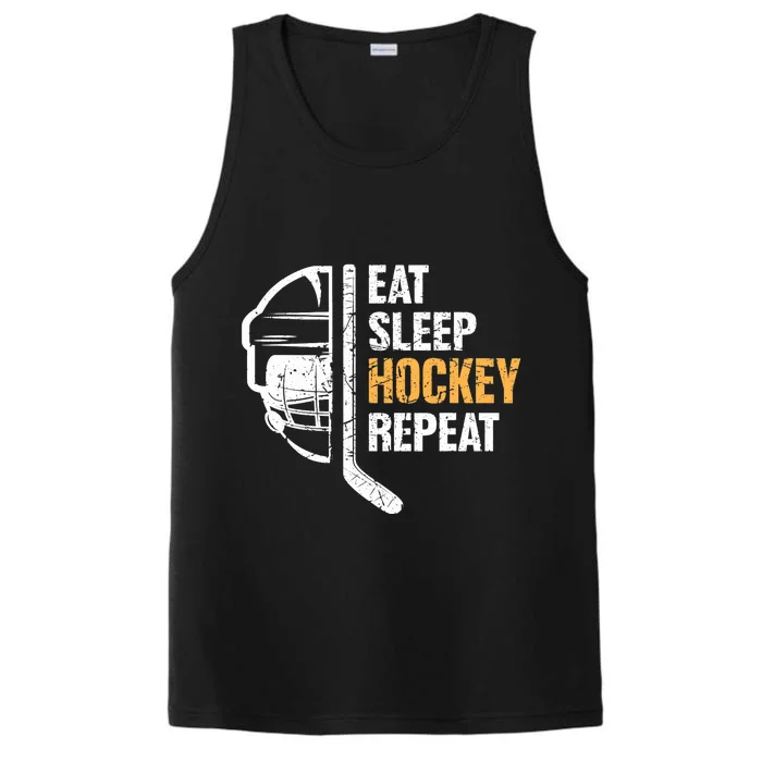 Eat Sleep Hockey Repeat Hockey Funny Ice Hockey Performance Tank