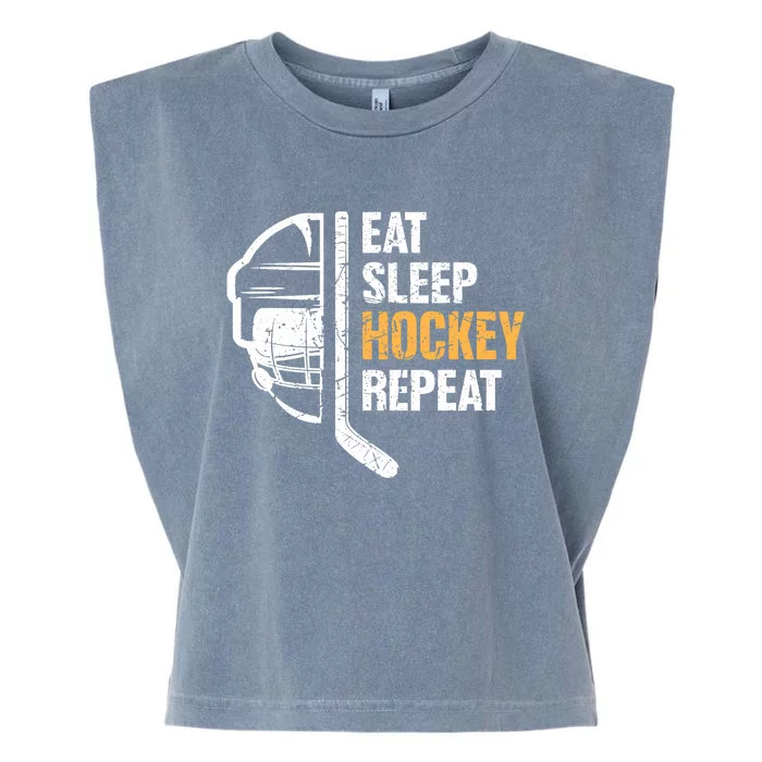 Eat Sleep Hockey Repeat Hockey Funny Ice Hockey Garment-Dyed Women's Muscle Tee