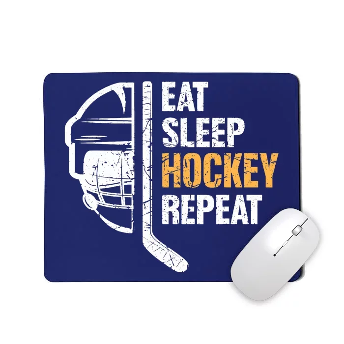 Eat Sleep Hockey Repeat Hockey Funny Ice Hockey Mousepad