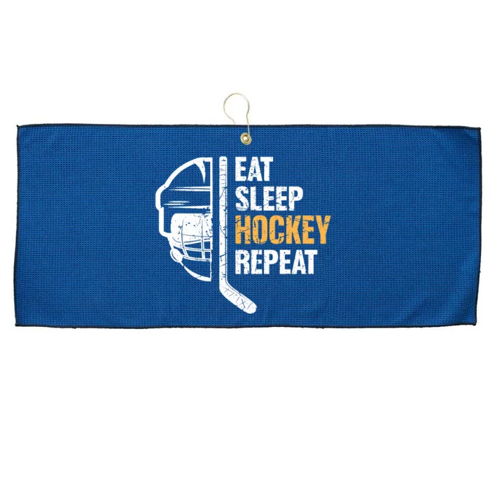 Eat Sleep Hockey Repeat Hockey Funny Ice Hockey Large Microfiber Waffle Golf Towel