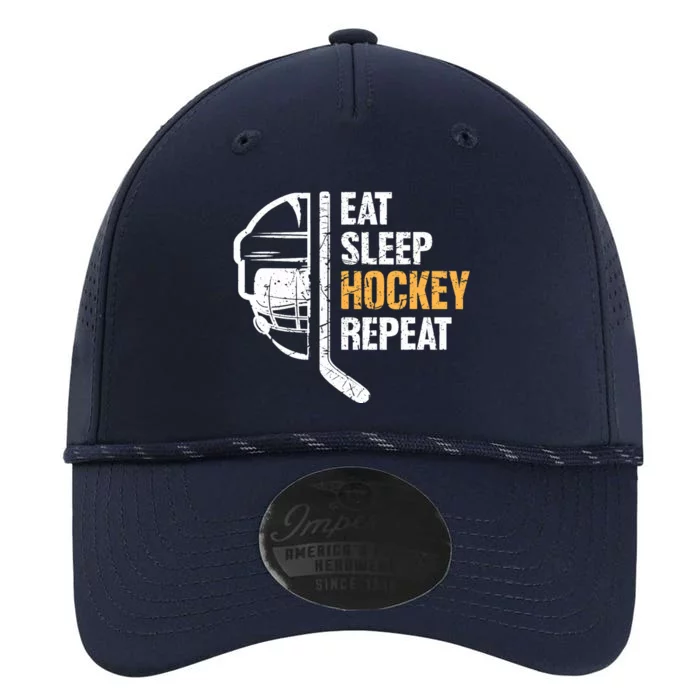 Eat Sleep Hockey Repeat Hockey Funny Ice Hockey Performance The Dyno Cap