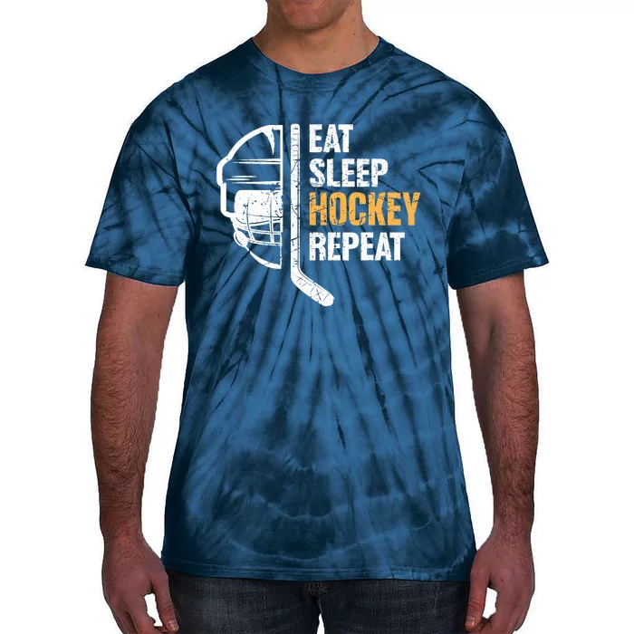 Eat Sleep Hockey Repeat Hockey Funny Ice Hockey Tie-Dye T-Shirt