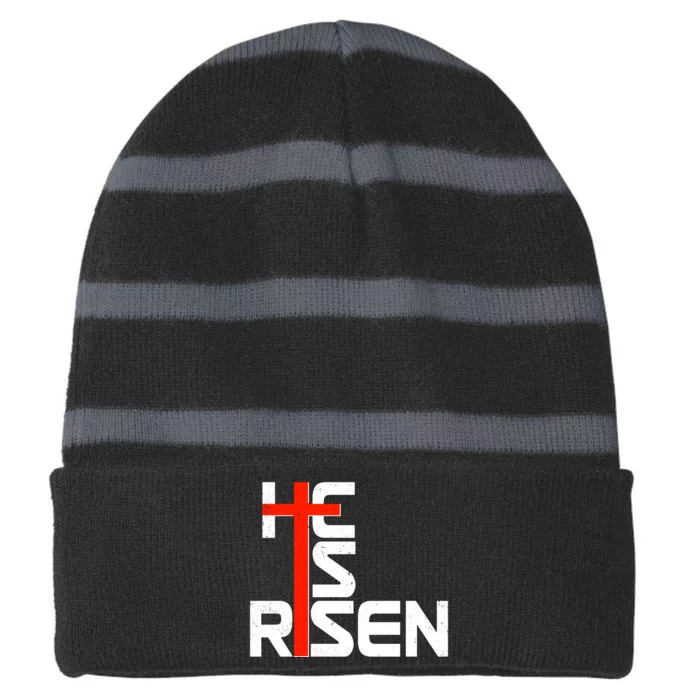 Easter Sunday He Is Risen Striped Beanie with Solid Band