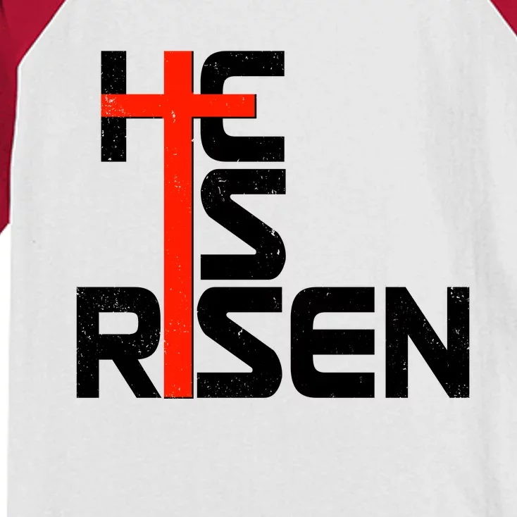 Easter Sunday He Is Risen Kids Colorblock Raglan Jersey