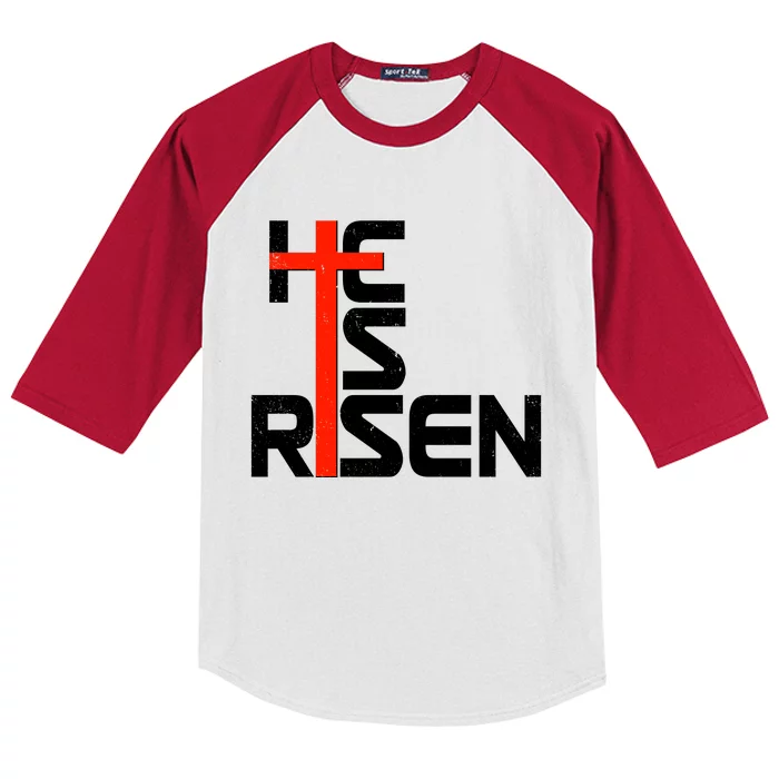 Easter Sunday He Is Risen Kids Colorblock Raglan Jersey