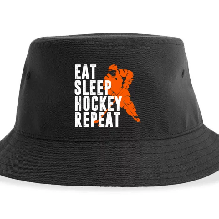 Eat Sleep Hockey Repeat Sustainable Bucket Hat