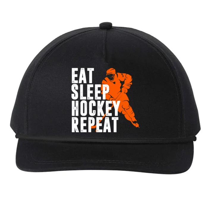 Eat Sleep Hockey Repeat Snapback Five-Panel Rope Hat