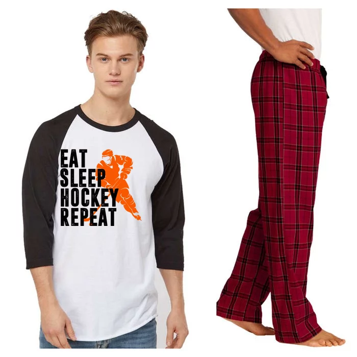 Eat Sleep Hockey Repeat Raglan Sleeve Pajama Set