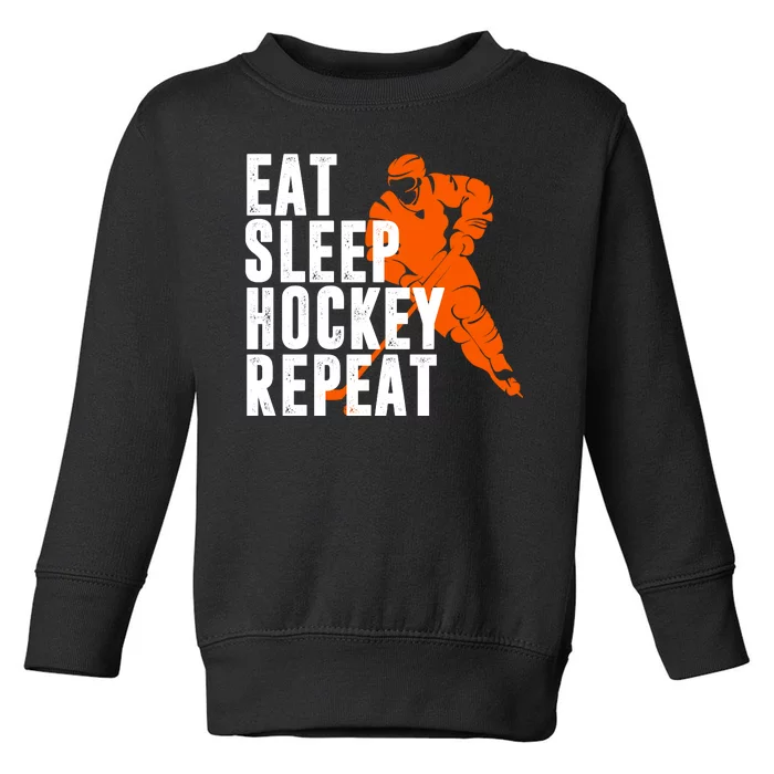 Eat Sleep Hockey Repeat Toddler Sweatshirt