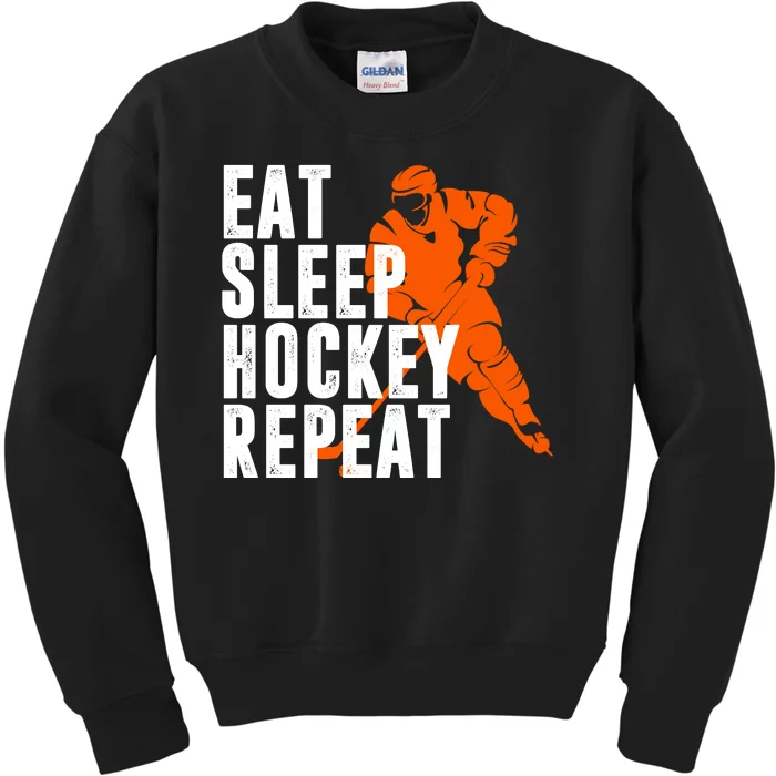 Eat Sleep Hockey Repeat Kids Sweatshirt