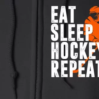 Eat Sleep Hockey Repeat Full Zip Hoodie