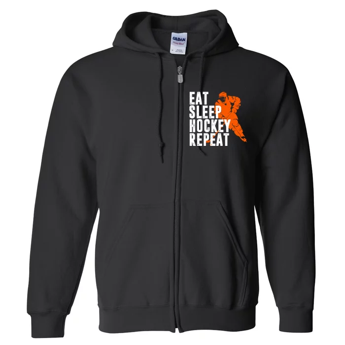 Eat Sleep Hockey Repeat Full Zip Hoodie