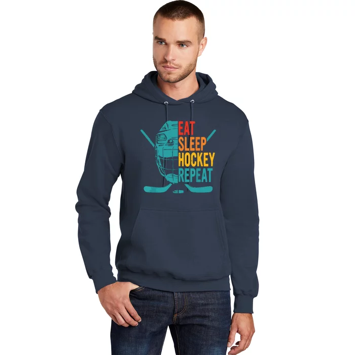 Eat Sleep Hockey Repeat Hockey Funny Ice Hockey Hoodie