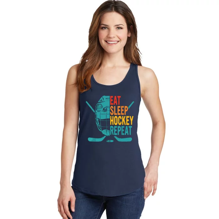 Eat Sleep Hockey Repeat Hockey Funny Ice Hockey Ladies Essential Tank