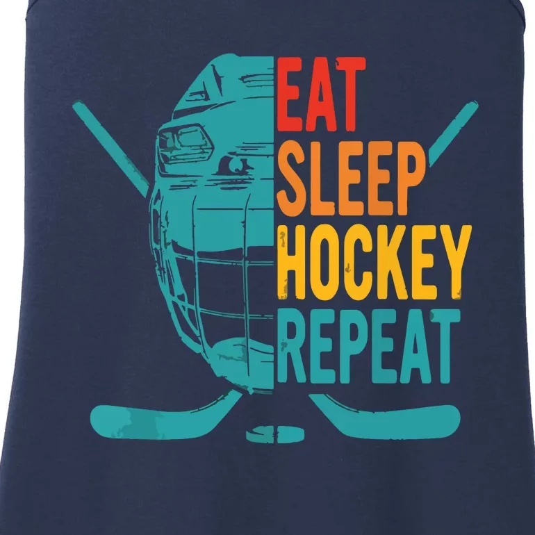 Eat Sleep Hockey Repeat Hockey Funny Ice Hockey Ladies Essential Tank