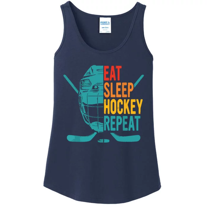 Eat Sleep Hockey Repeat Hockey Funny Ice Hockey Ladies Essential Tank