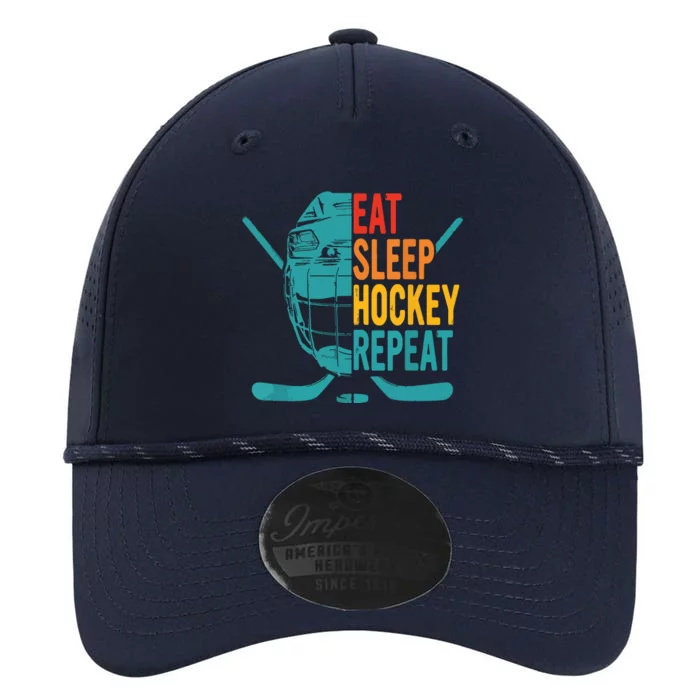 Eat Sleep Hockey Repeat Hockey Funny Ice Hockey Performance The Dyno Cap